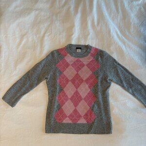 J. Crew Pink Argyle Sweater, Size S